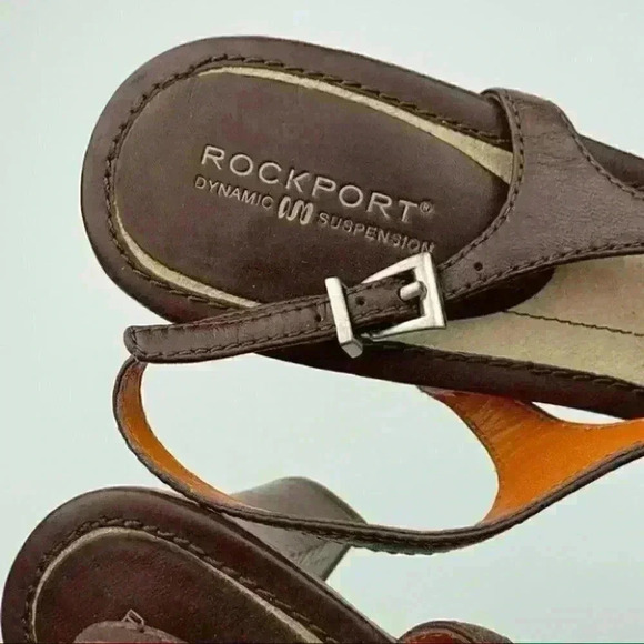 Rockport heels Apw1252E size 8.5 brown leather Nautical slingbacks - Picture 9 of 12